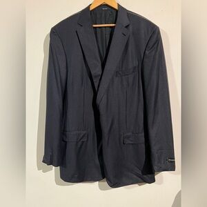 $4,100 Zegna Trofeo blue wool brown stripe jacket 62R